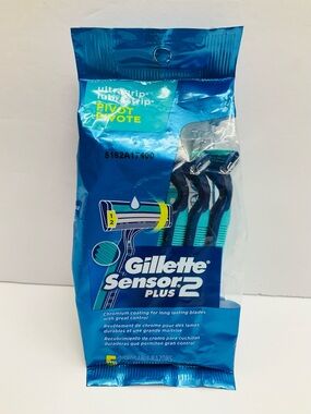 🌼4/$10🌼 NIP Gillette Sensor2 Plus Disposable Mens Razors - 5 Razors in Package